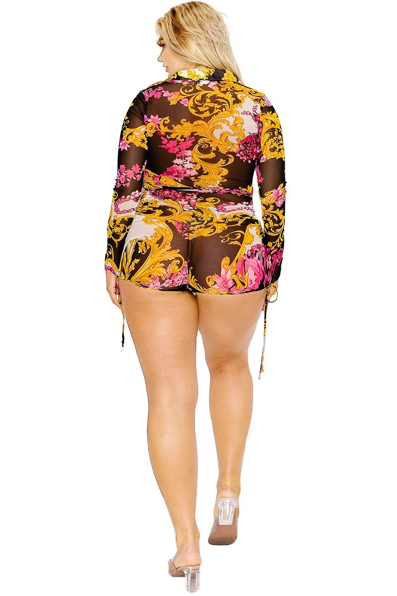 Gold And Floral Pattern Romper